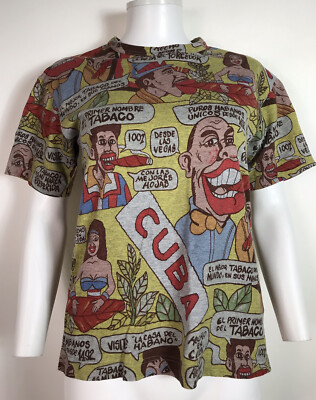 Vtg Comme des Garcons Gray Cuba Print T Shirt M AD2002 | eBay