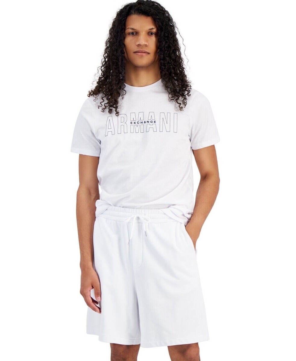 AX Armani Exchange Men's Drawstring Bermuda Sweat Shorts White L