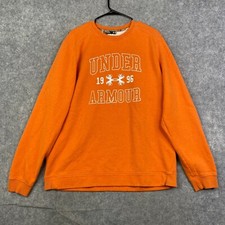 Under Armour Sweatshirt Mens XL Orange Pullover Crew Neck Long Sleeve Logo