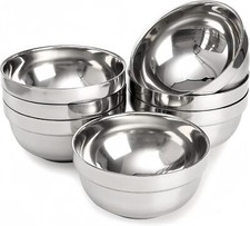 6 Pack 18/8 Stainless Steel Bowl Double Walled Insulated Soup Bowls 12 Oz Metal