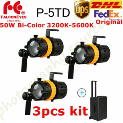 Falcon Eyes P- 5TD 3X Kit 50W Mini Bi-color 3200-5600K LED Video Light Spotlight
