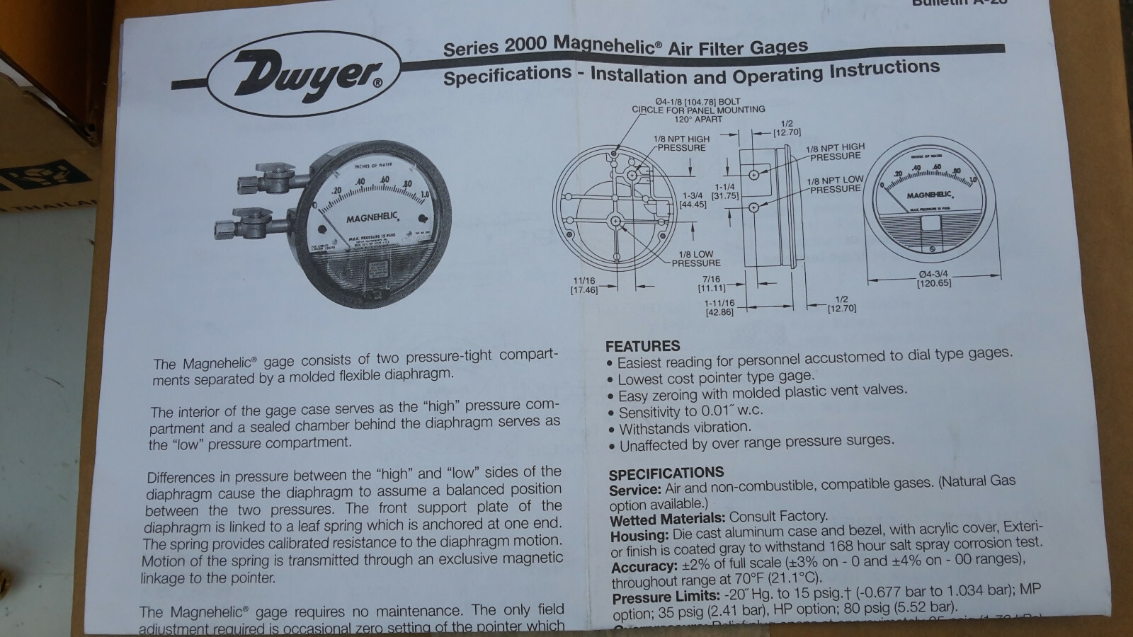 A605, Dwyer Air Filter Accessory Kit for Magnehelic Gauges eBay