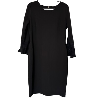TOMMY HILFIGER Women's Black Lace-cuff Bell Sleeve Sheath Dress Size 10 |  eBay