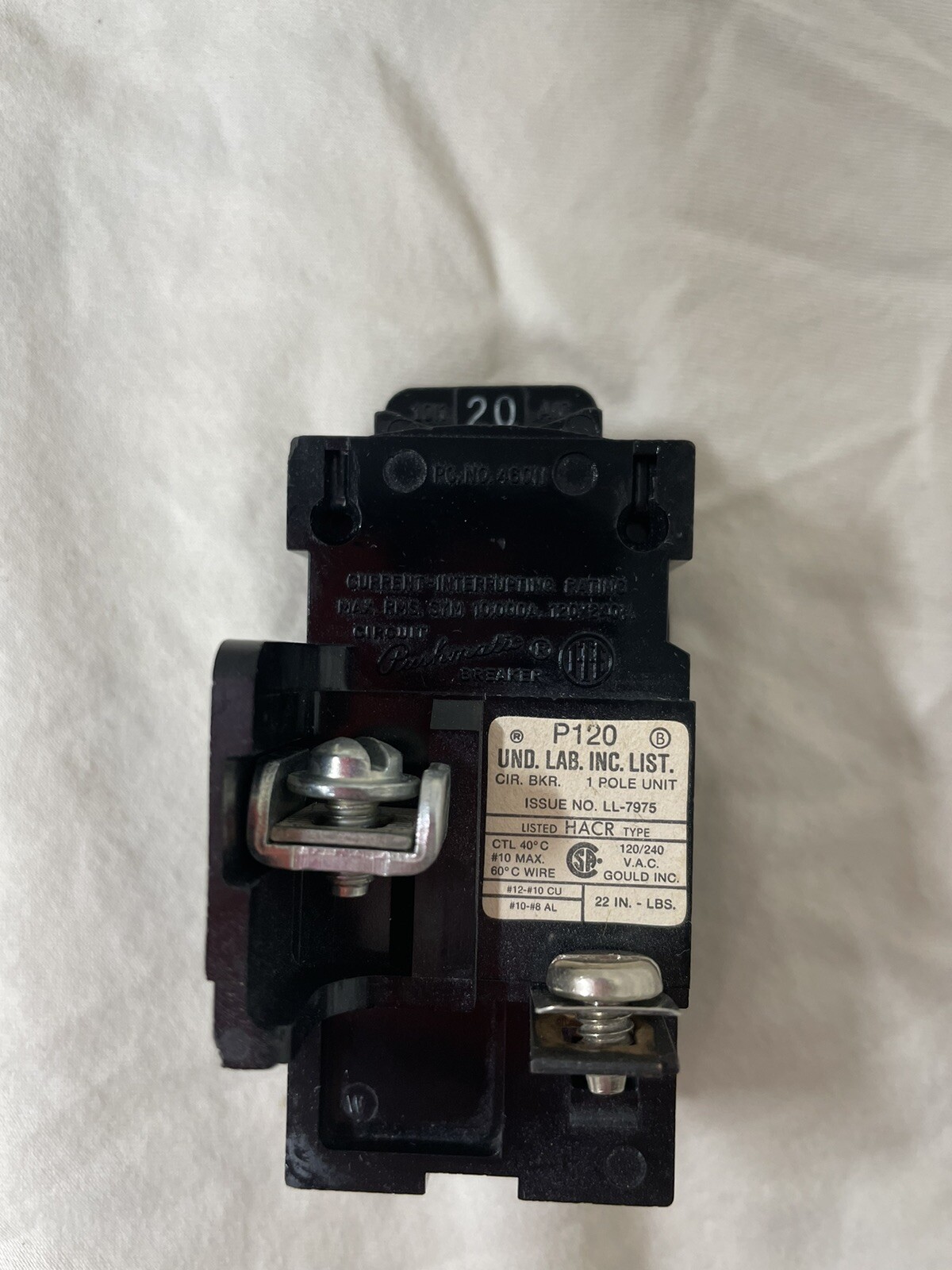 PUSHMATIC ITE  P120 BREAKER 20 AMP #115F227*CO