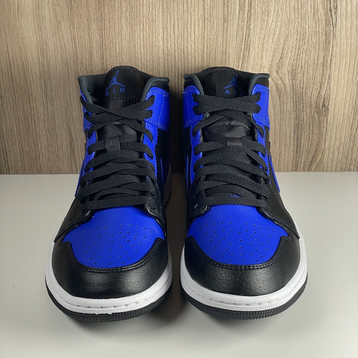 Nike Air Jordan 1 Mid Hyper Royal Tumbled Leather 554724-077 Men's