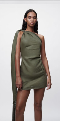 khaki linen dress zara Zara asymmetric Khaki linen dress