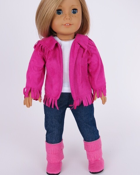 Doll Clothes 18" Western Jean Pants Hot Pink Jacket Top Boot