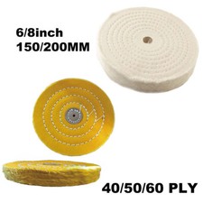 40/50/60 PLY 6/8 inch Buffing Wheel for Polishing 5/8 inch Arbor White Yellow