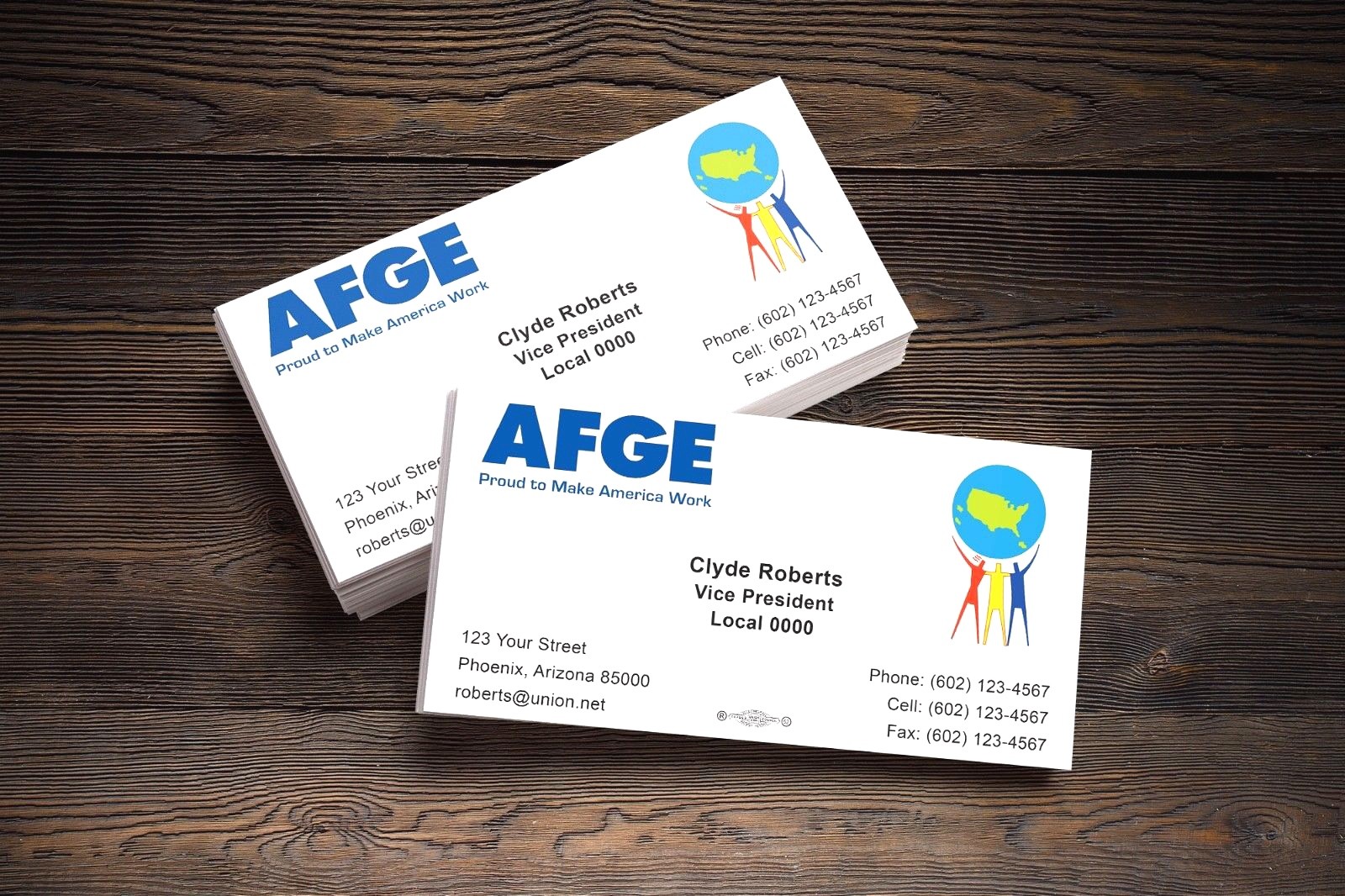 AFGE Union Printed Business Cards Set Of 500 AFGE Union Printed Business Cards Set Of 500