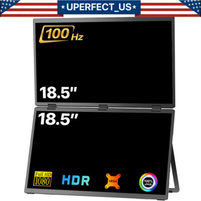 UPERFECT Dual UStation 18.5'' Folding Monitor 100Hz Portable Display &Stand Used
