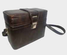 Vintage Brown Leather Bag Hard Case Camera Bag, Shoulder Strap