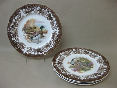 4 Palissy Game Serie Speiseteller ~ Enten & Rebhuhn ~ 9 3/4'' ~ 25 cm