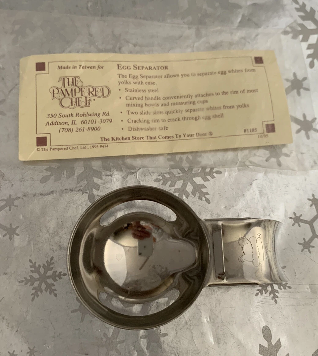 ❤️Pampered Chef Egg Separator, Stainless Steel w/ Original Hen Logo #1185 OOP
Opens in a new window