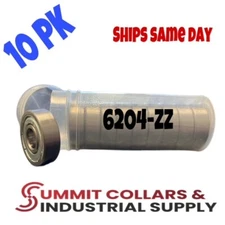 6204-ZZ Premium Metal Shielded Ball Bearing, 20x47x14, 6204Z (10 QTY)