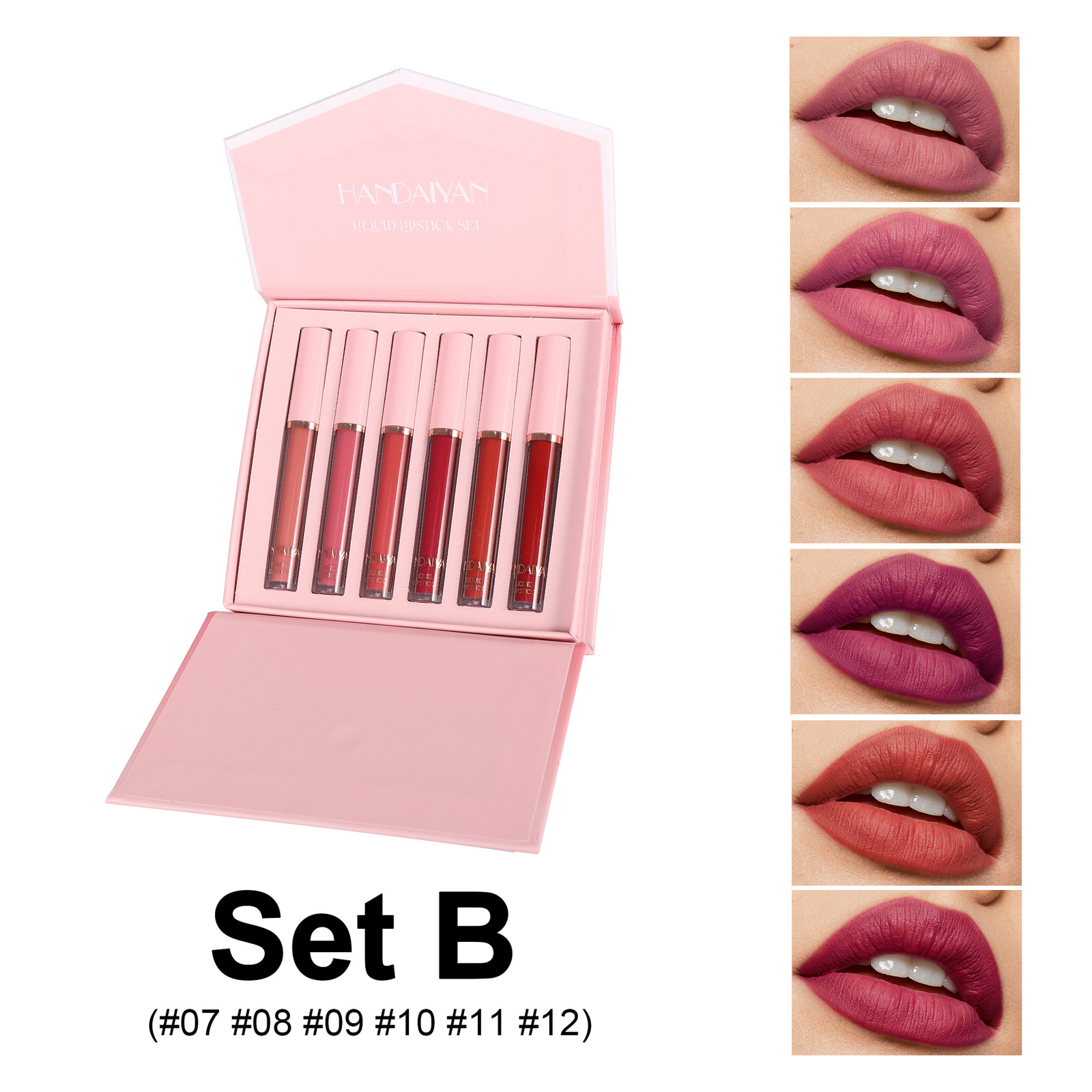 6-Color Matte Lip Gloss Set, Long-Lasting Waterproof Non-Stick Lip Tint