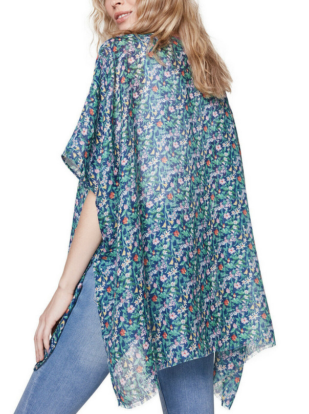 $48 Женское кимоно-накидка с цветочным рисунком Steve Madden, синий, многоцветный, Один размер