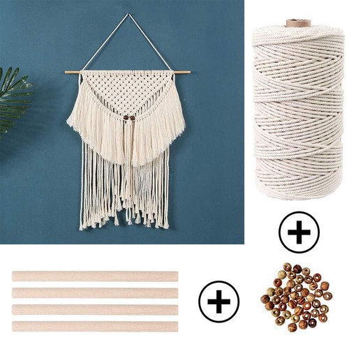 152pcs Macrame Kits for Beginners 3mm x 220yards Natural Cotton Macrame Cord ... - Picture 5 of 7