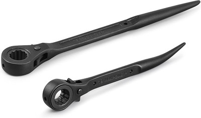MAXPOWER 2PCS Low Profile Ratchet Scaffold Wrench Set, 7/8 Inch X 3/4 Inch Dual 