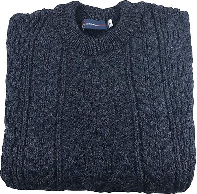 Unisex Authentic British Wool Arran Jumper - Made in Great Britain (Navy)