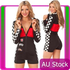 Miss Racer Racing Sport Driver Costume Super Car Grid Girl Red Hot Fancy Dress