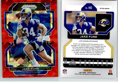 Jake Funk 2021 Panini Prizm Rookie Red Ice Prizm #402 Rookie RC Rams