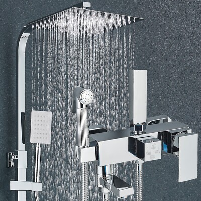 LuxaSteel Duscharmatur Duschsystem Regendusche Mt Thermostat LED-Beleuchtung, LED-Dsplay