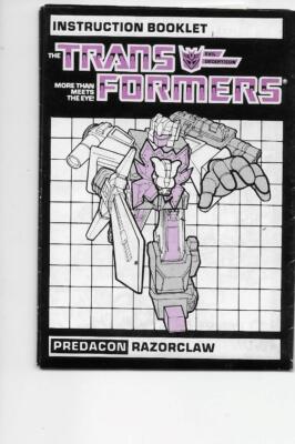 Transformers Original G1 1986 Predaon Razorclaw Instruction Booklet | eBay