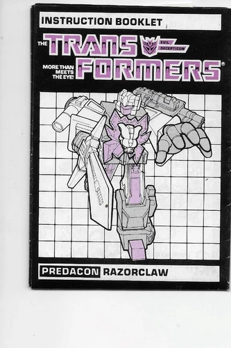 Transformers Original G1 1986 Predaon Razorclaw Instruction Booklet