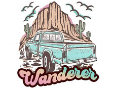 Sublimation Print Wander Old Truck Western Ready to Press Heat Transfer