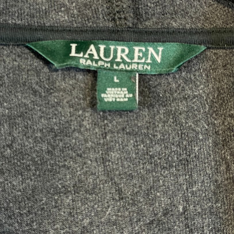 Lauren Ralph Lauren Womens Hooded Cardigan Gray Size Large Open Front