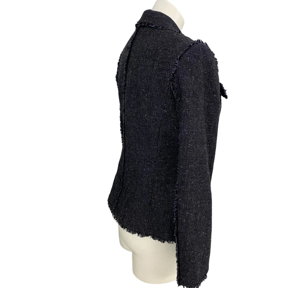 Jones New York Blazer 女式 4 蓝色粗花呢条纹工作办公室旧钱学院风 — 第 3/4 张图片