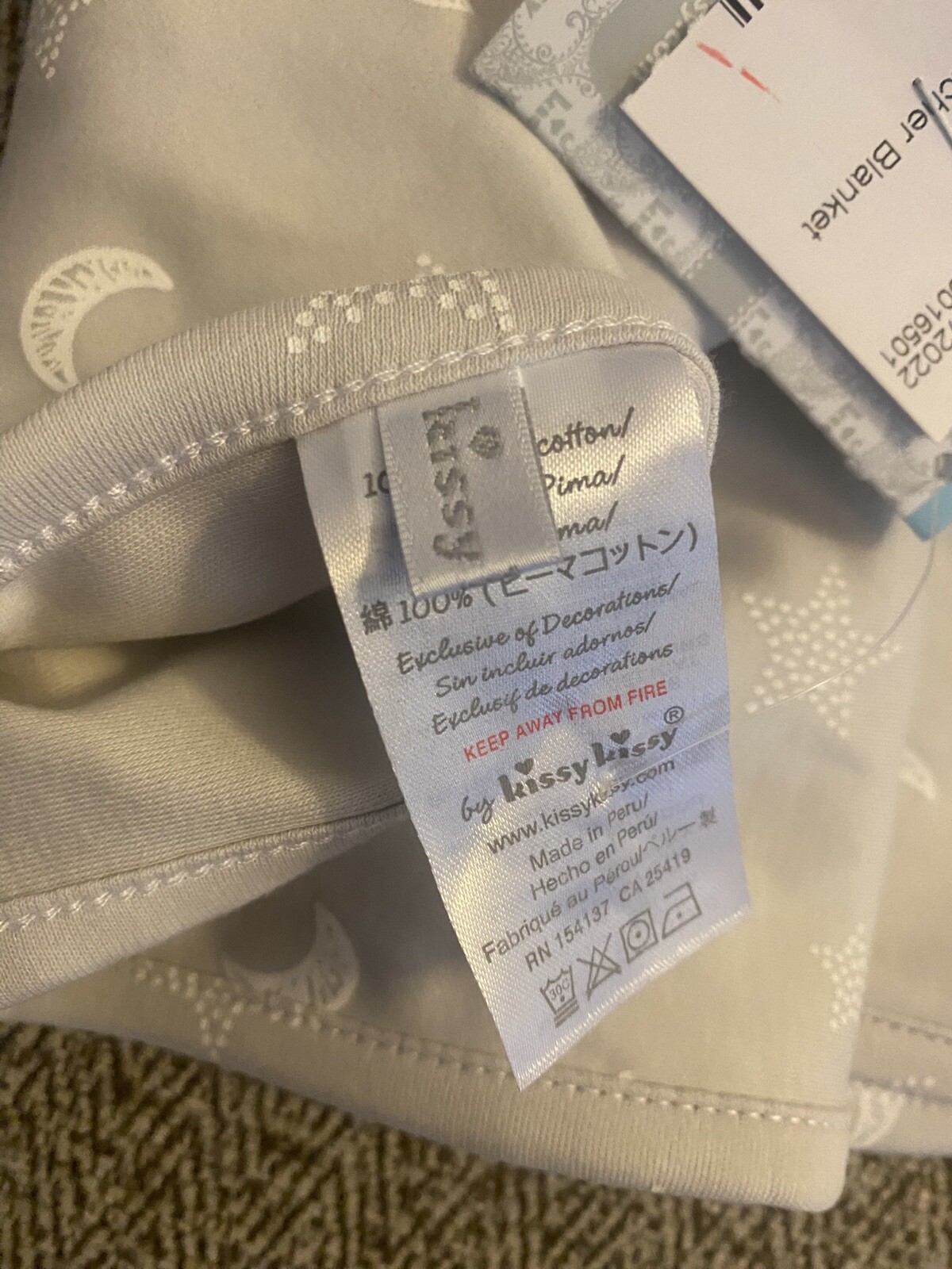 Kissy Kissy Baby Unisex Grey Gray Star Gazer Blanket One Size