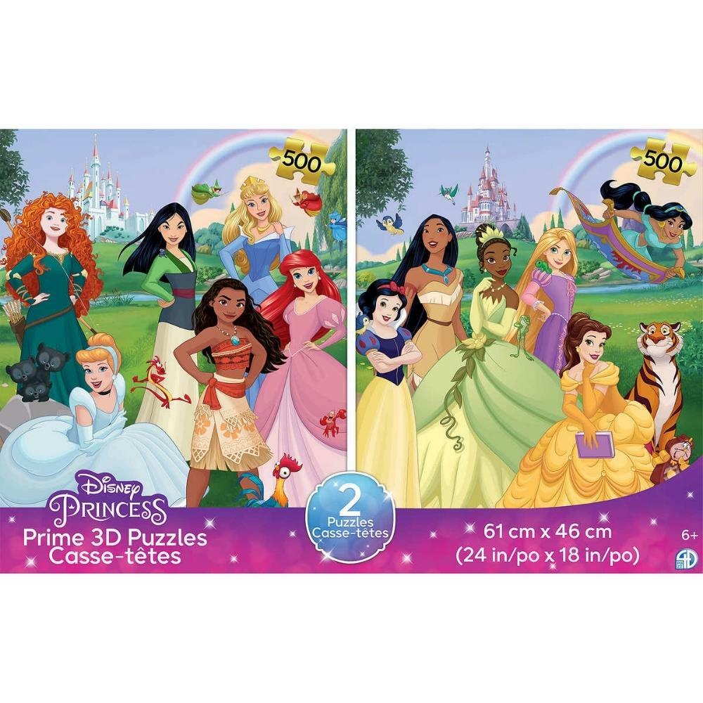 4D CITYSCAPE DISNEY PRINCESS 2D PUZZLES 500 PC PUZZLE 2 PACK *NEW