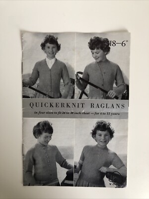 P&B Wolle Vintage Strickmuster 518. Quickerknit Raglans 4-11 Jahre ORIGINAL.