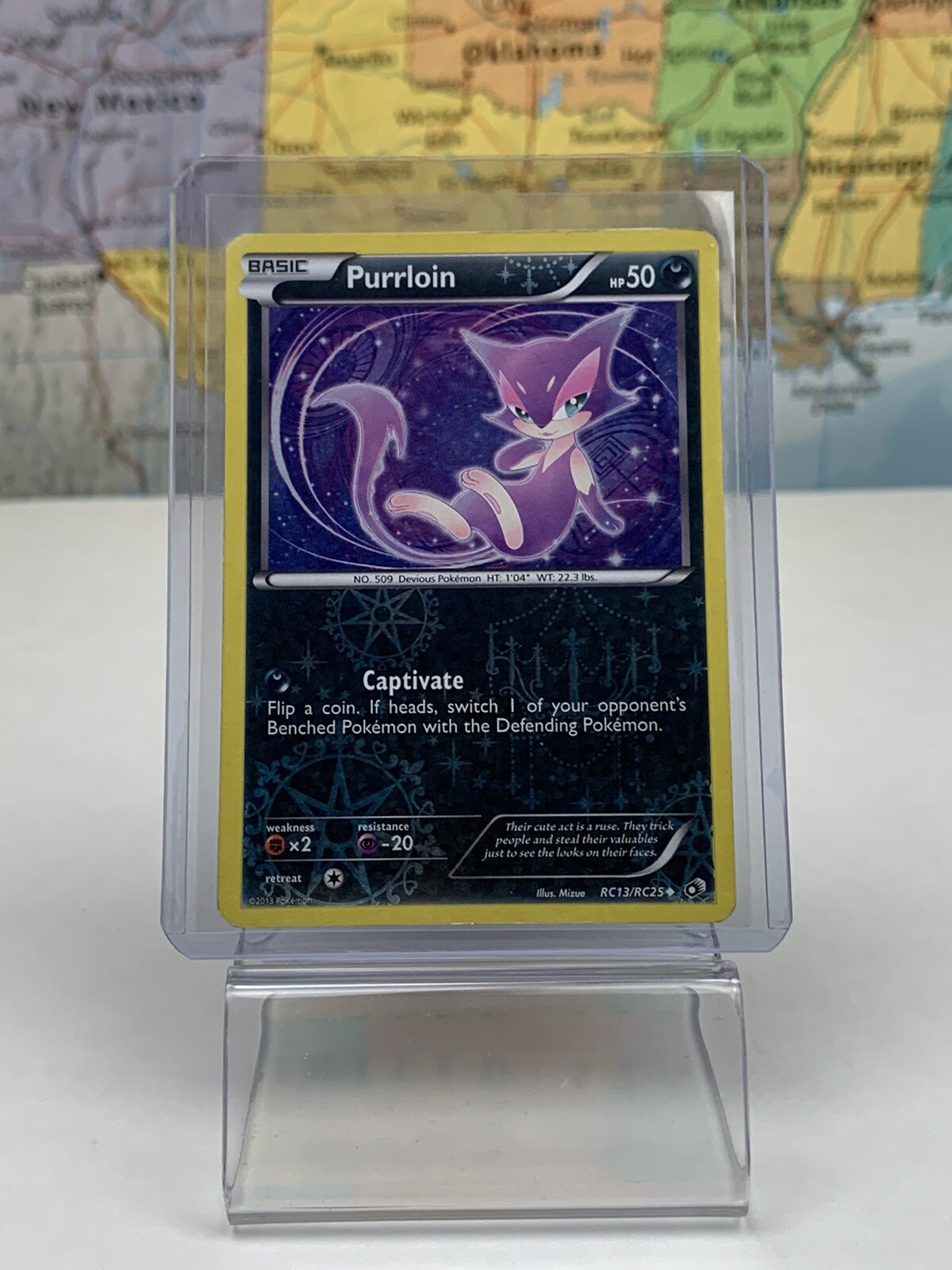 SHIPS SAME DAY Pokemon Card Purrloin RC13/RC25 Rev Holo Basic Dark Type 2013