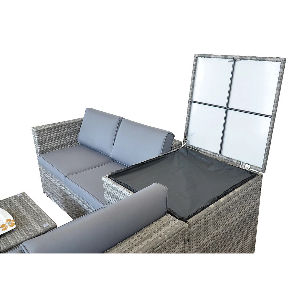 Sitzgarnitur Gartenmöbel Set Sofa XXL PolyRattan Sitzgruppe + Auflagenbox Garten - Bild 4 von 4