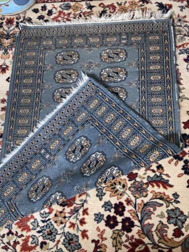 Tappeto di lana annodato a mano Bokhara blu grigio 3x4 - Foto 11 di 13