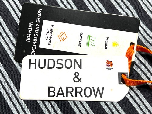 Polo de rendimiento a rayas Hudson & Barrow para hombre talla grande delgado - Imagen 2 de 11