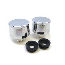 2x Billet Chrome Aluminum Valve Cover Breather Ball Milled Chevy Ford Mopar SBC