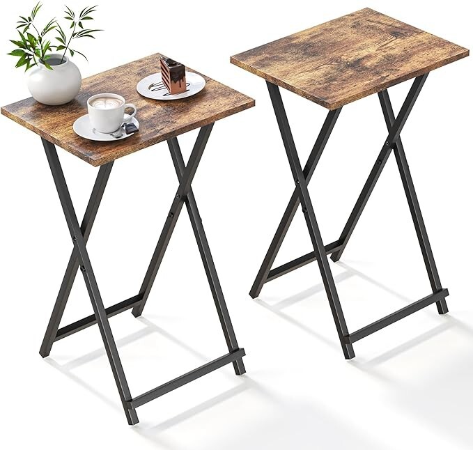 Foldable TV Trays Set of 2,Small Folding Side Table for Dinn