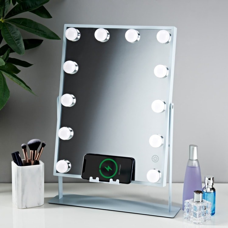 XL Large Hollywood Vanity Mirror Bluetooth Speaker With Lights Wireless Charging