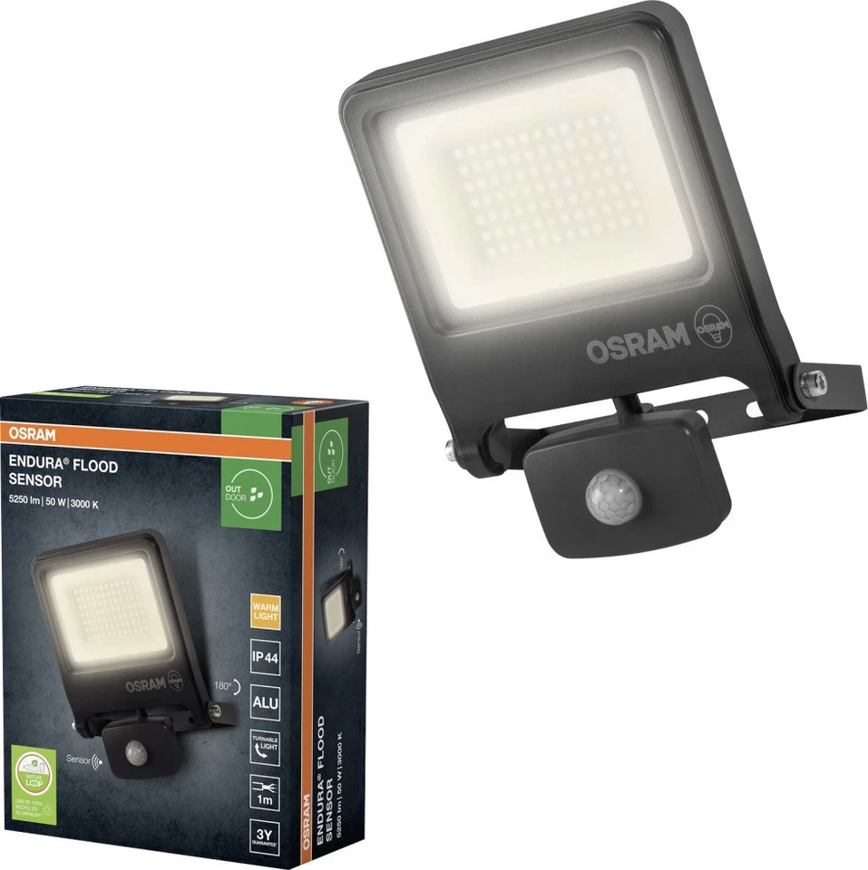 Osram Außenleuchte Endura Flood Bewegungsmelder 50W PCR dunkelgrau warmweiß - Bild 3 von 4