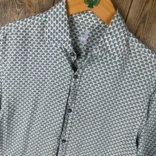 Johnnie-o Featherweight Antonio Button Down Men Size Medium Semi Circle Print
