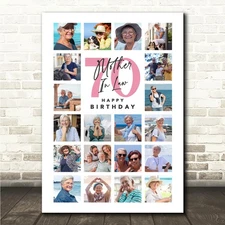Photo Collage Print Or Canvas 70th Birthday Gift For Mother-In-Law 20-Photo