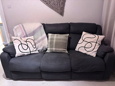 Grey 3 Seater Reclining Sofa Faux Suede Modern Pad Arm 200x85x100cm