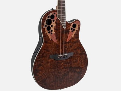 Ovation Celebrity CE48P Elite Plus, Quilted Maple Top, Tiger Eye with Gig Bag