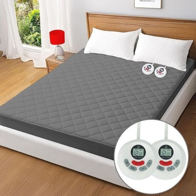 Gray Microfiber Heated Mattress Pad in Twin Twin XL Full Queen King USA Gift