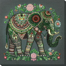 Bead Embroidery Kit DIY "Elephants Majestic wisdom" Beaded Needlepoint Craft Set