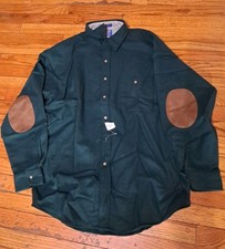 Vintage Pendleton Wool Shirt Jacket DARK GREEN Elbow Patches USA Mens Large Nwt