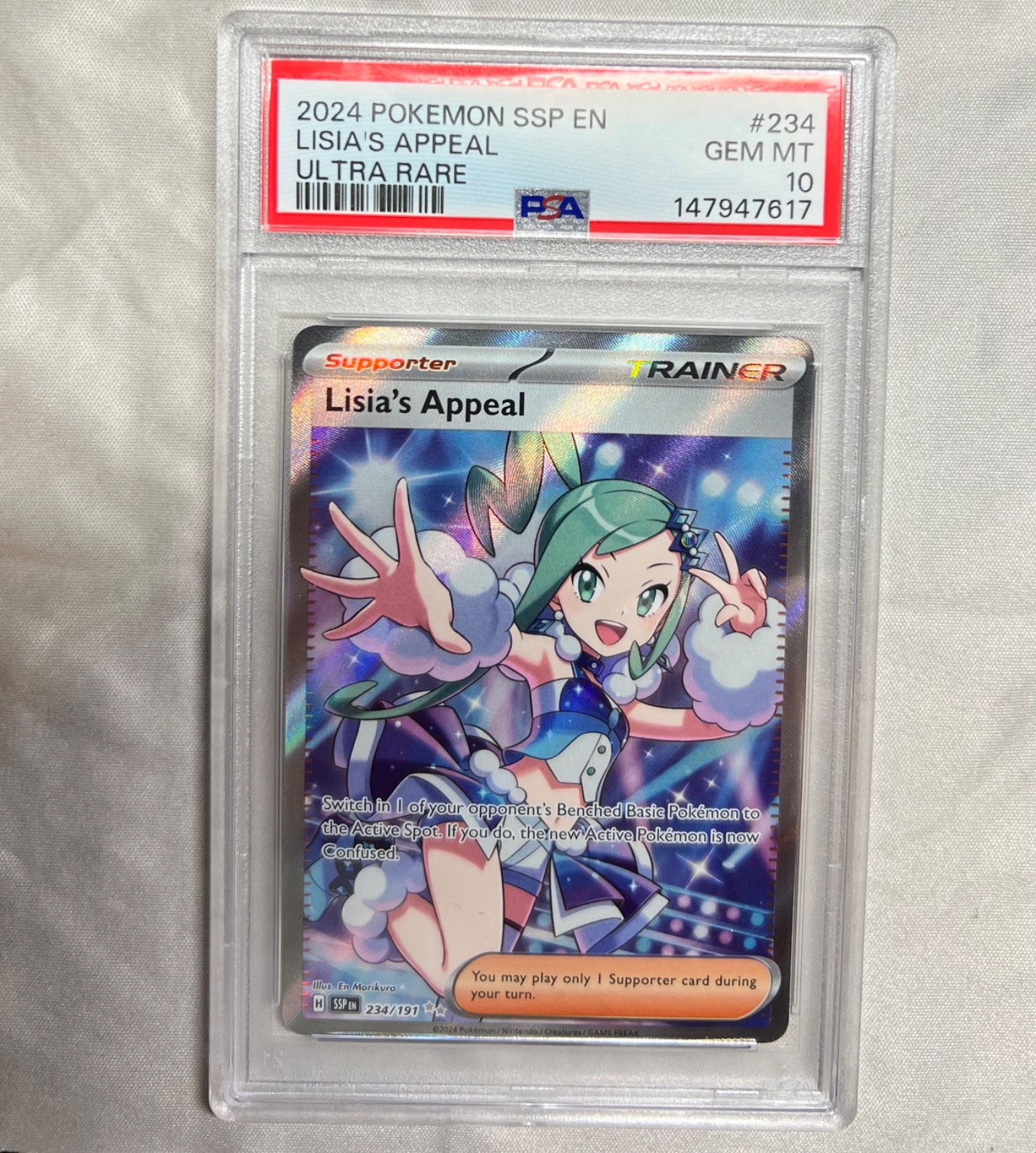2024 POKEMON SSP EN-SURGING SPARKS ULTRA RARE 234 LISIA'S APPEAL PSA 10 GEM MINT